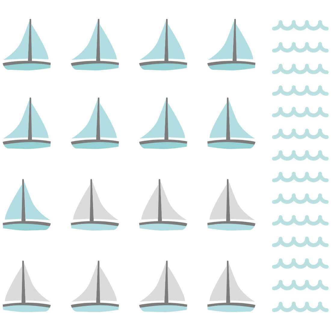 Pastelowe Love Pastelowe Love® samolepky na zeď plachetnice mátové