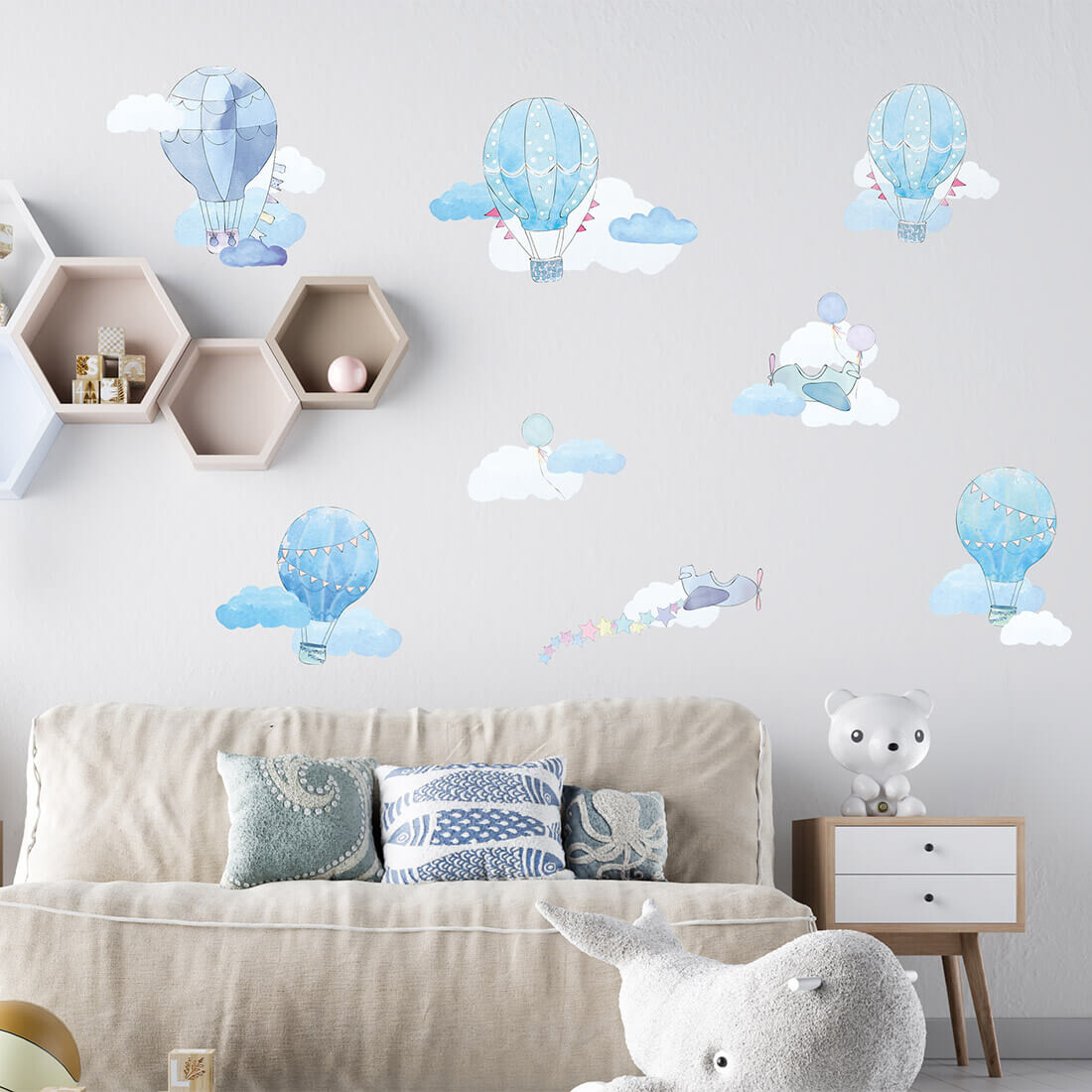 Pastelowe Love Pastelowe Love® samolepky na zeď balónky modré