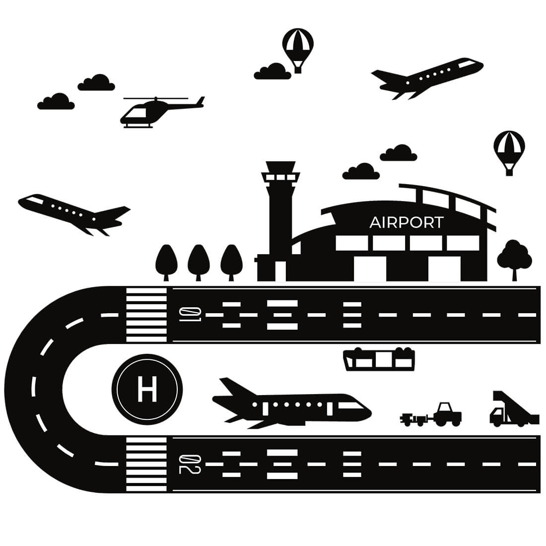 Pastelowe Love Pastelowe Love® samolepky na podlahu - letiště - bílá