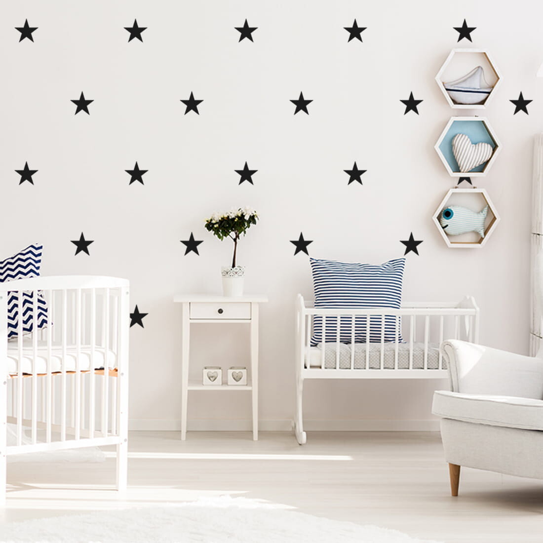 Pastelowe Love Pastelowe Love® samolepka na zeď - malé hvězdičky - 074 - šedá