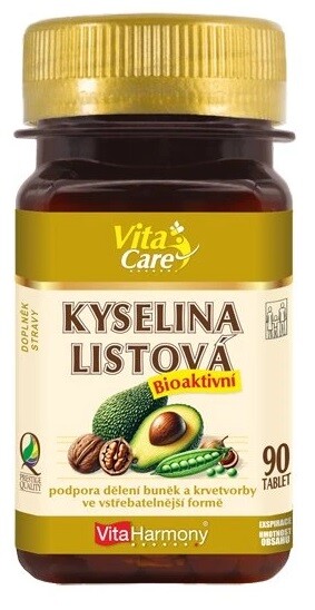 VitaHarmony Kyselina listová (methylfolát) Bioaktivní 400 µg 90 tablet