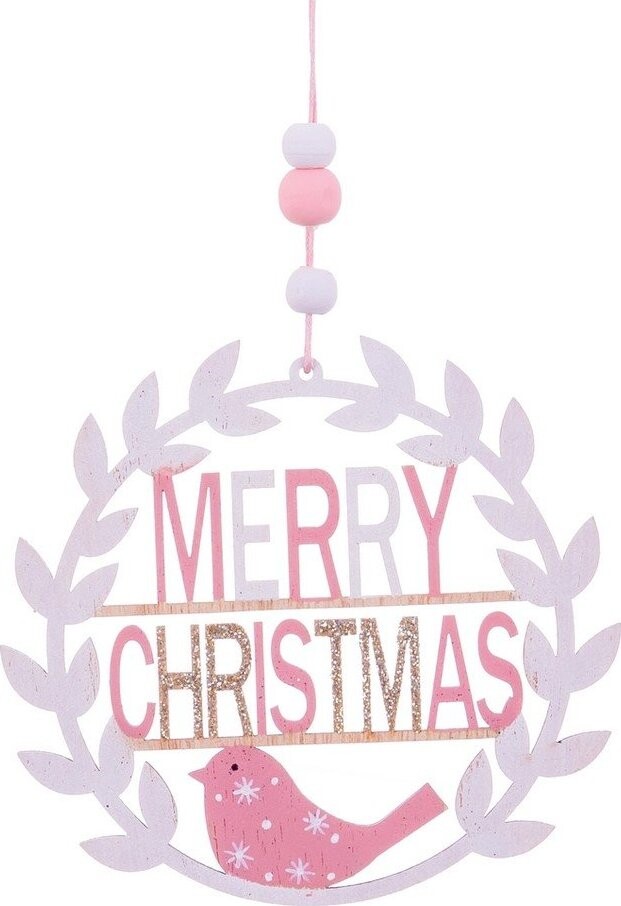 Dřevěná závěsná vánoční dekorace Merry Christmas – Casa Selección
