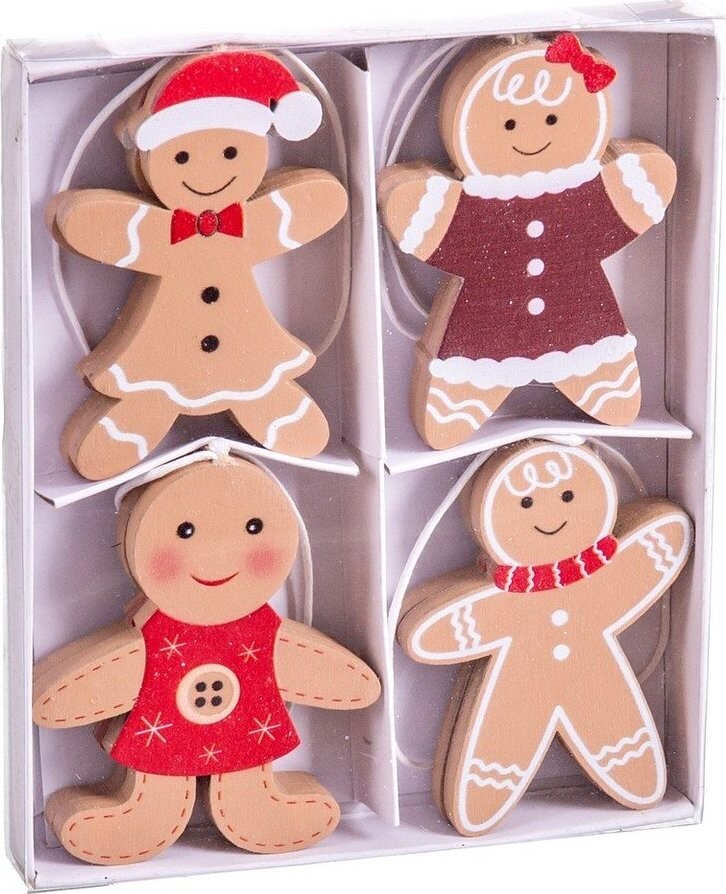 Dřevěné vánoční ozdoby v sadě 8 ks 6 cm Gingerbread – Casa Selección
