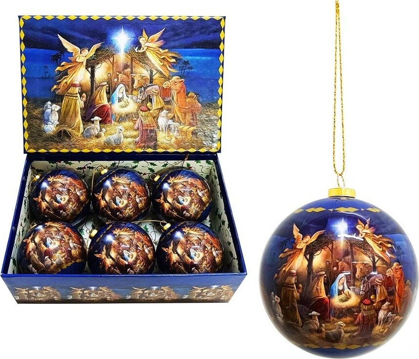 Papírové vánoční koule v sadě 6 ks ø 7,5 cm Nativity Memory – Casa Selección