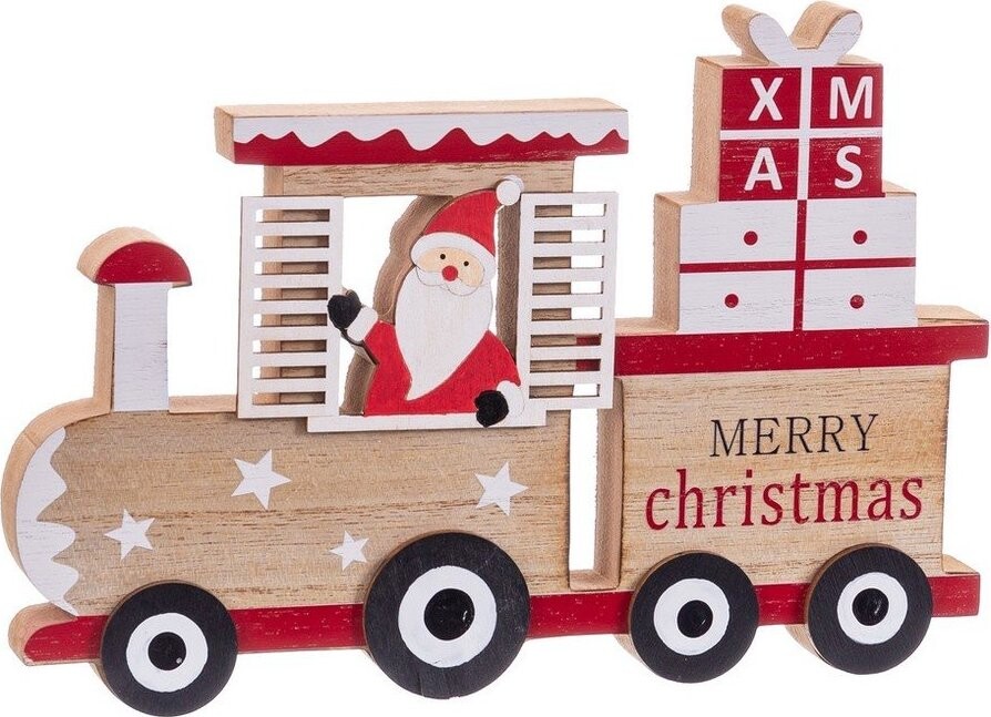 Dřevěná vánoční figurka (výška 16,5 cm) Merry Christmas – Casa Selección