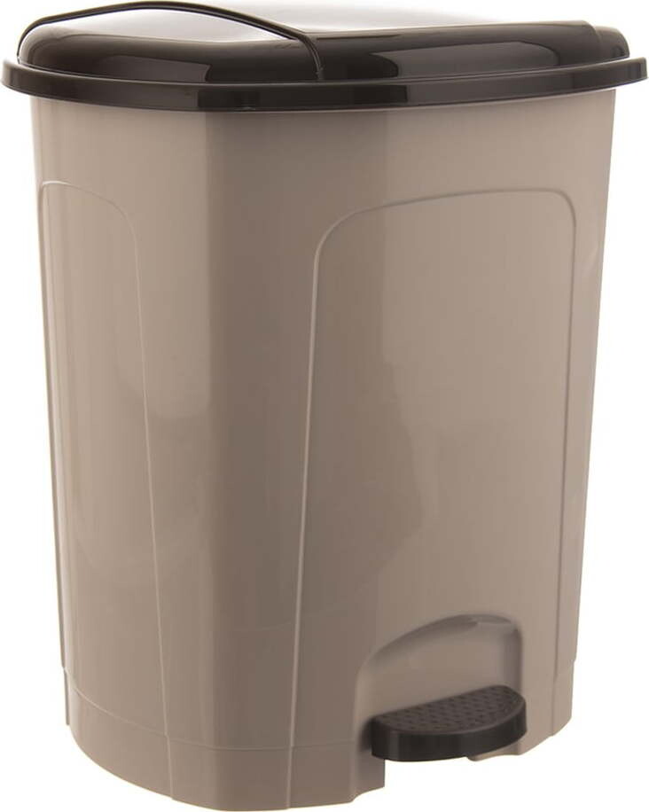 Hnědý nášlapný plastový odpadkový koš 30 l – Orion