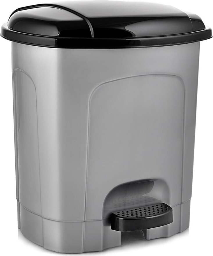 Šedý nášlapný plastový odpadkový koš 3 l – Orion