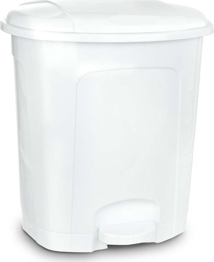 Bílý nášlapný plastový odpadkový koš 5,5 l – Orion