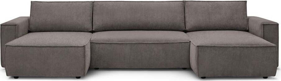 Tmavě šedá manšestrová rozkládací rohová pohovka do