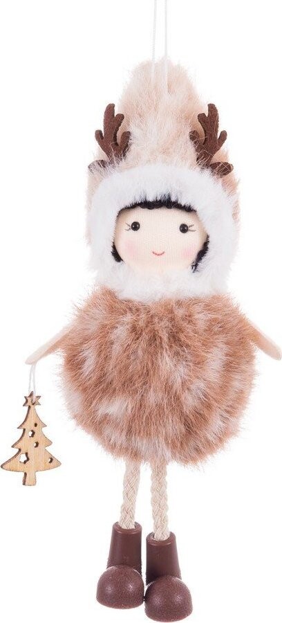 Látková závěsná vánoční dekorace 17 cm Deer Girl – Casa Selección