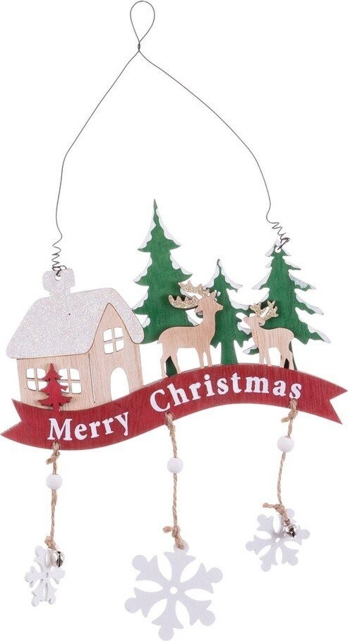 Dřevěná závěsná vánoční dekorace 19,5 cm Merry Christmas – Casa Selección