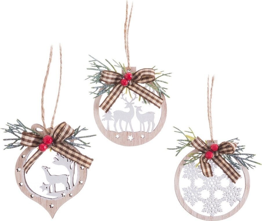 Dřevěné vánoční ozdoby v sadě 3 ks ø 6 cm – Casa Selección