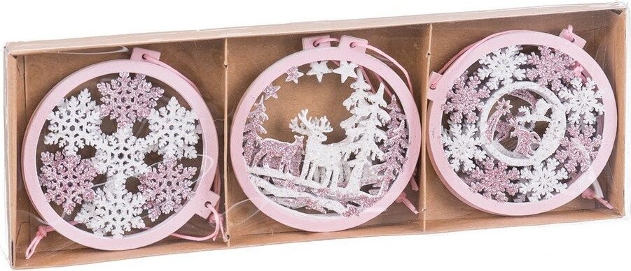 Dřevěné vánoční ozdoby v sadě 6 ks ø 8 cm – Casa Selección