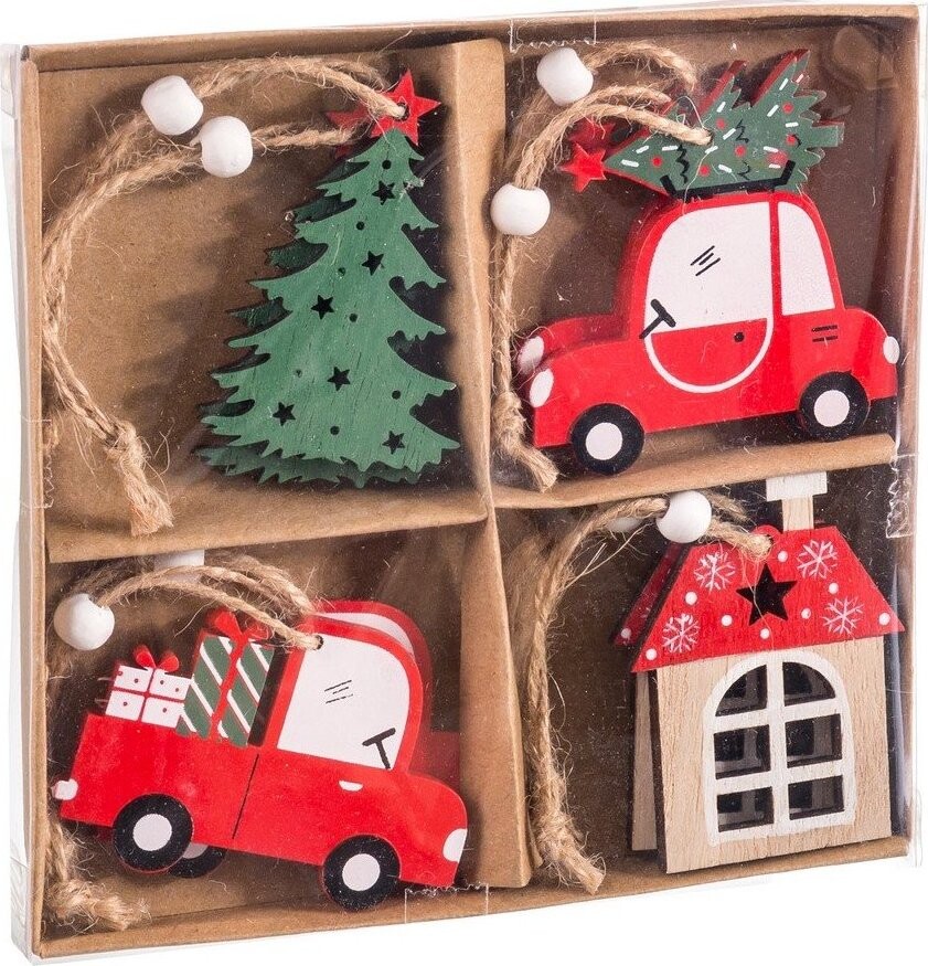 Dřevěné vánoční ozdoby v sadě 8 ks 12,5 cm – Casa Selección