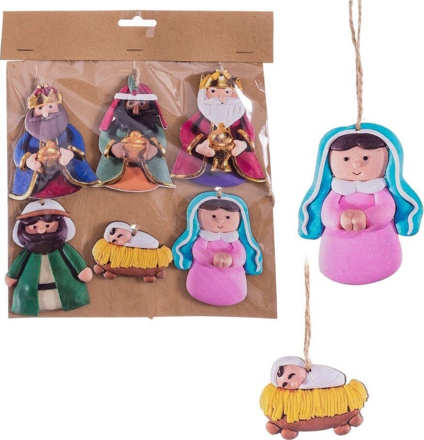 Dřevěné vánoční ozdoby v sadě 6 ks 9 cm Nativity – Casa Selección