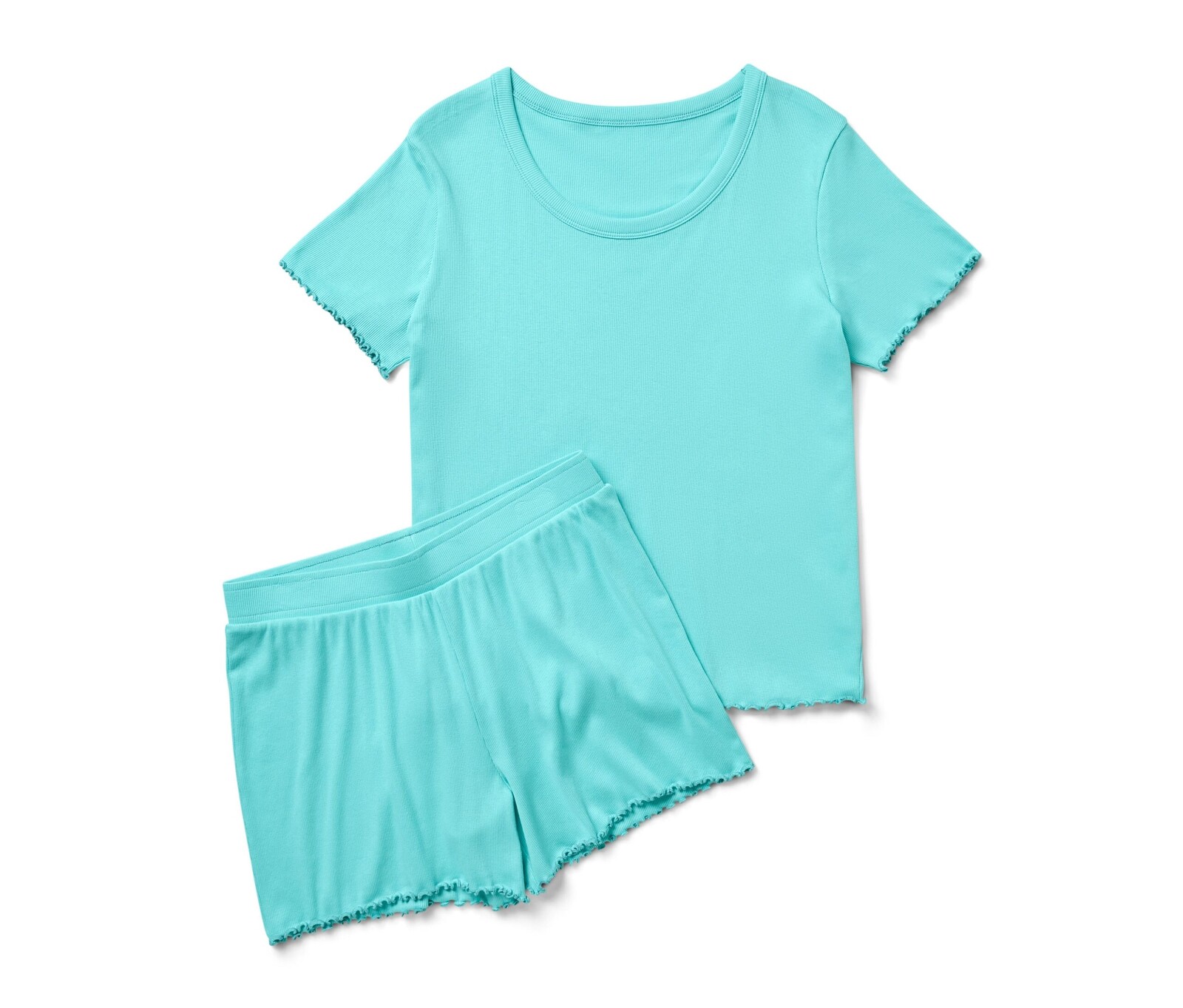 Tchibo - Krátký pyžamový set z žebrovaného materiálu - pro ženy - vel. XS 32/34 - barva: tyrkysová