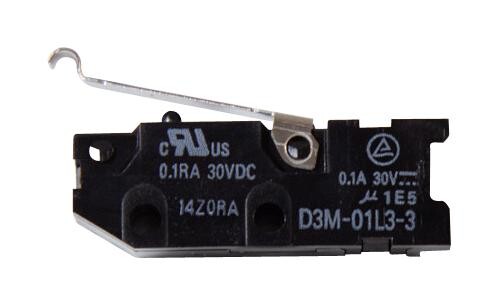 Omron D3M-01L3-3 Microsw, Spst, 0.1A, 30Vdc, 102Gf