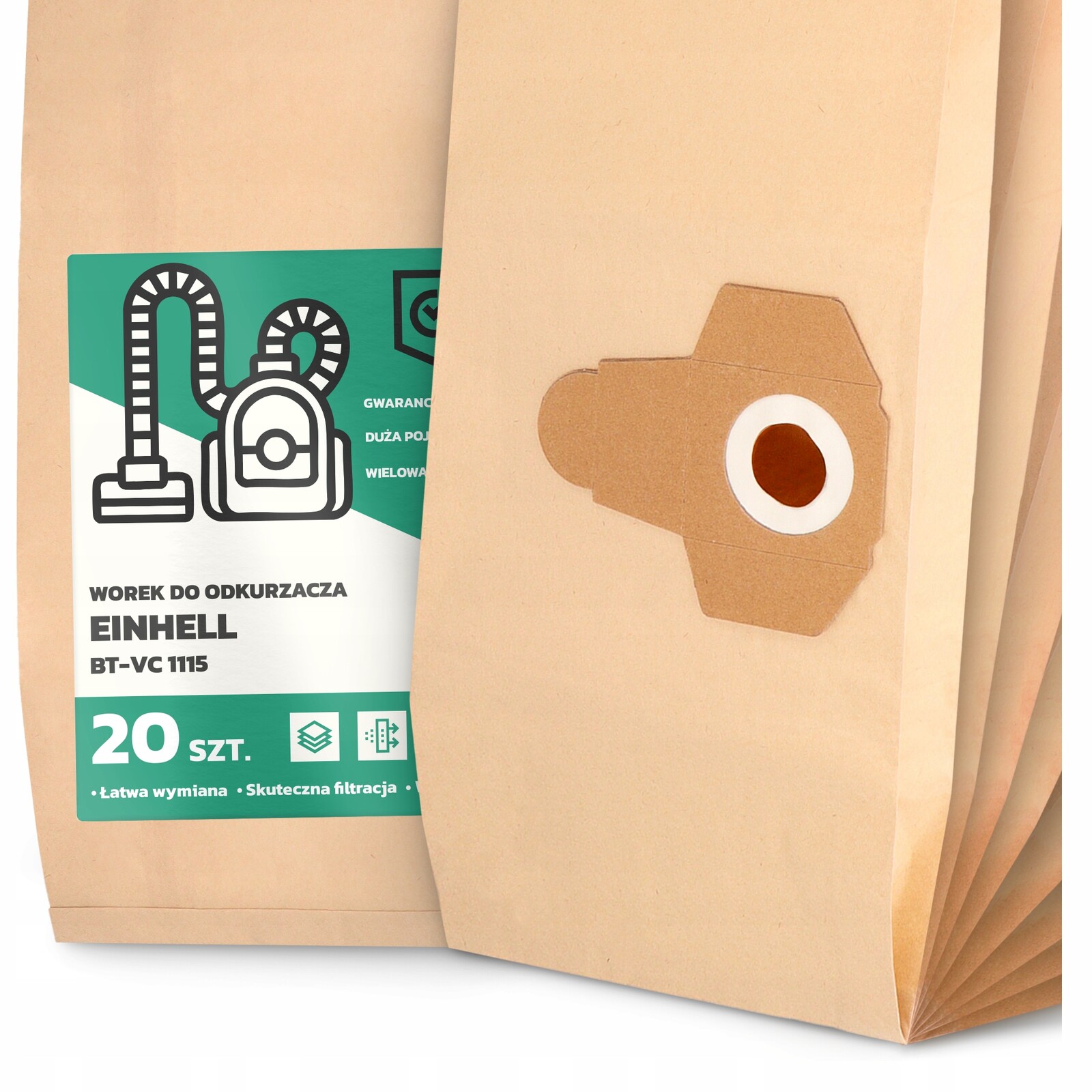 20 x Sáček Do Vysavače Einhell Bt-vc 1115 Papírový Velký Silný Sáčky 2A