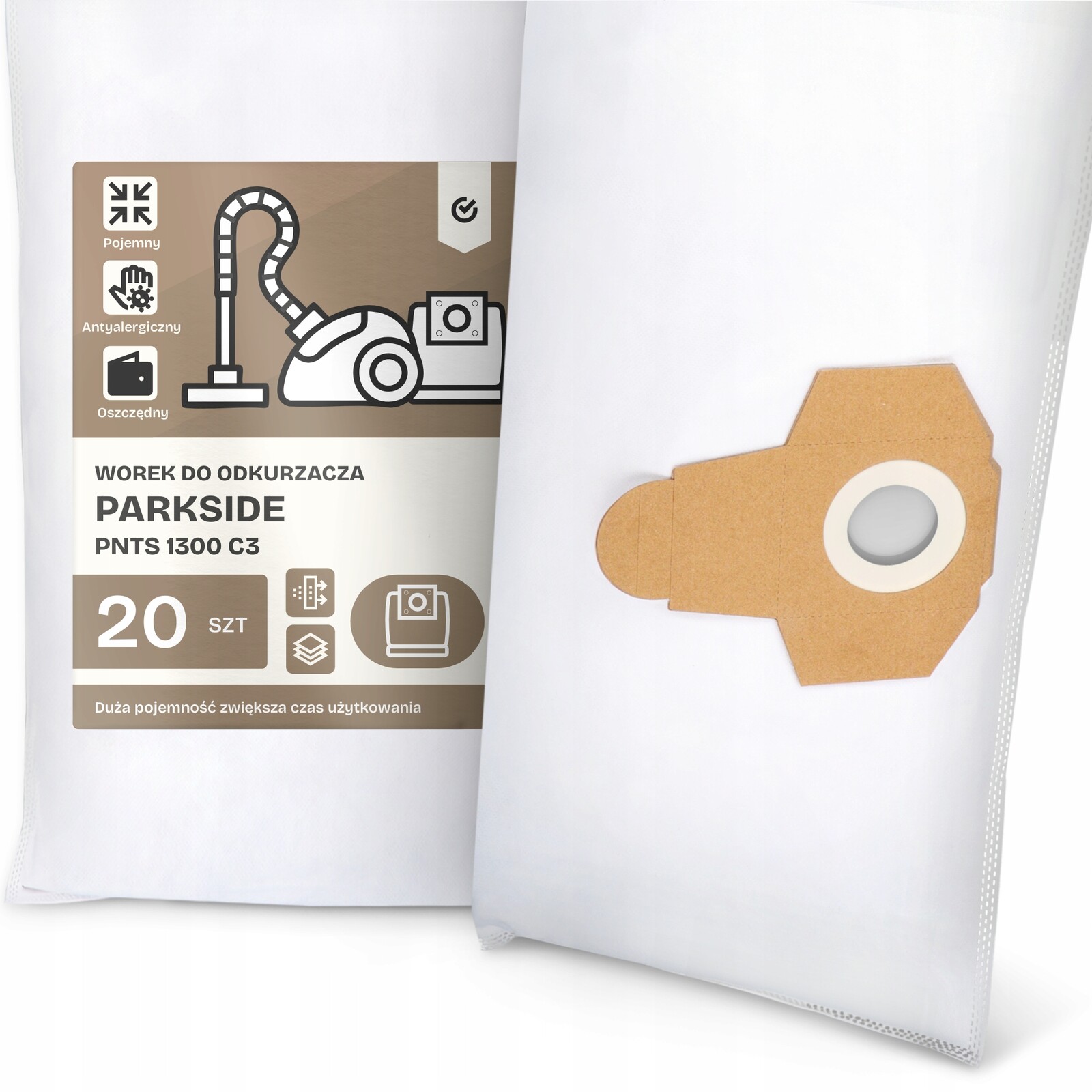 20 x Sáček do Vysavače Parkside Pnts 1300 C3 Syntetický Textilní Velký G9