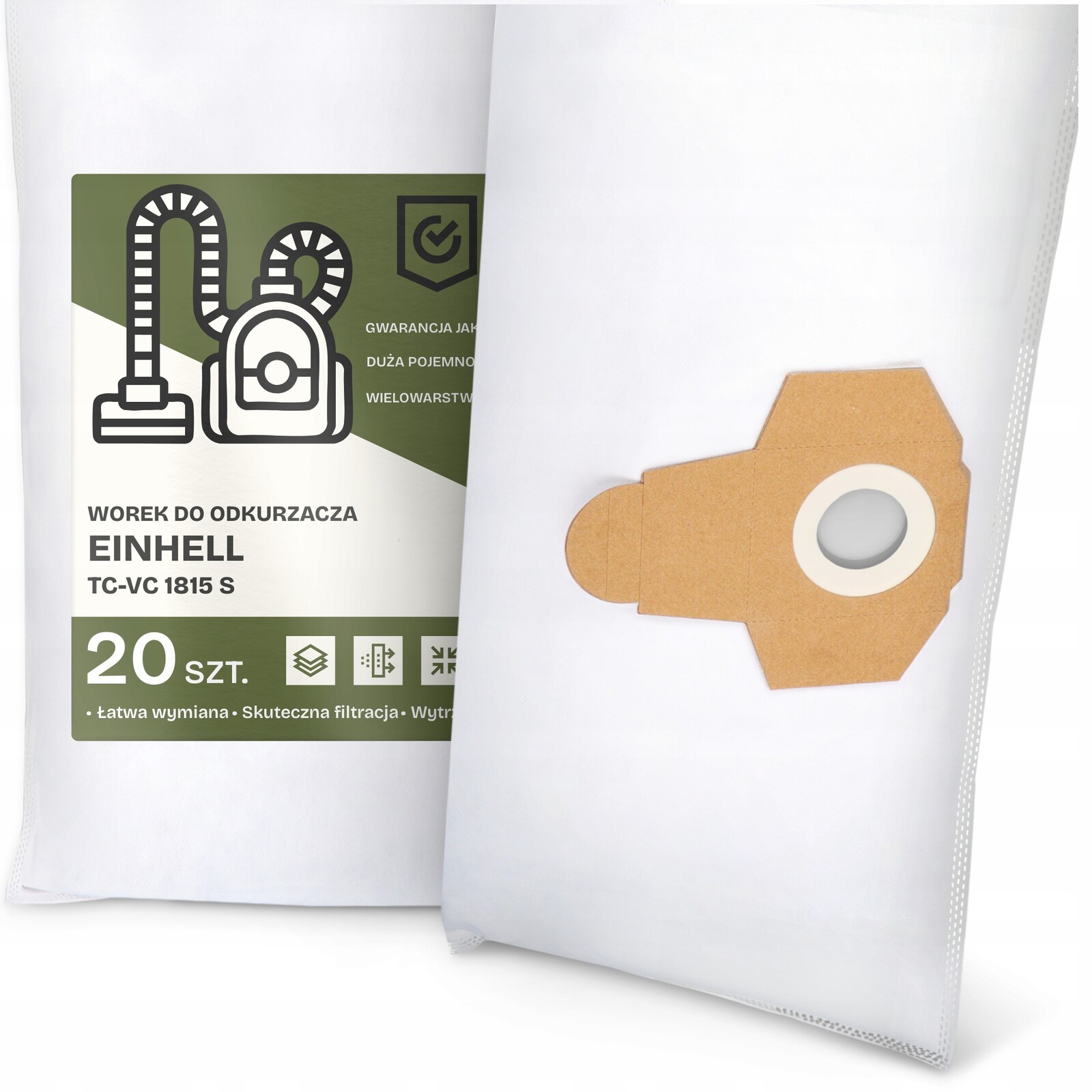 20 x Sáček do Vysavače Einhell Tc-vc 1815 S Syntetický Textilní Velký G9