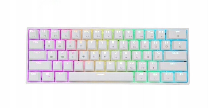 Epomaker SK61 Mechanická klávesnice Rgb Qwerty Kabelová 60% Bílá