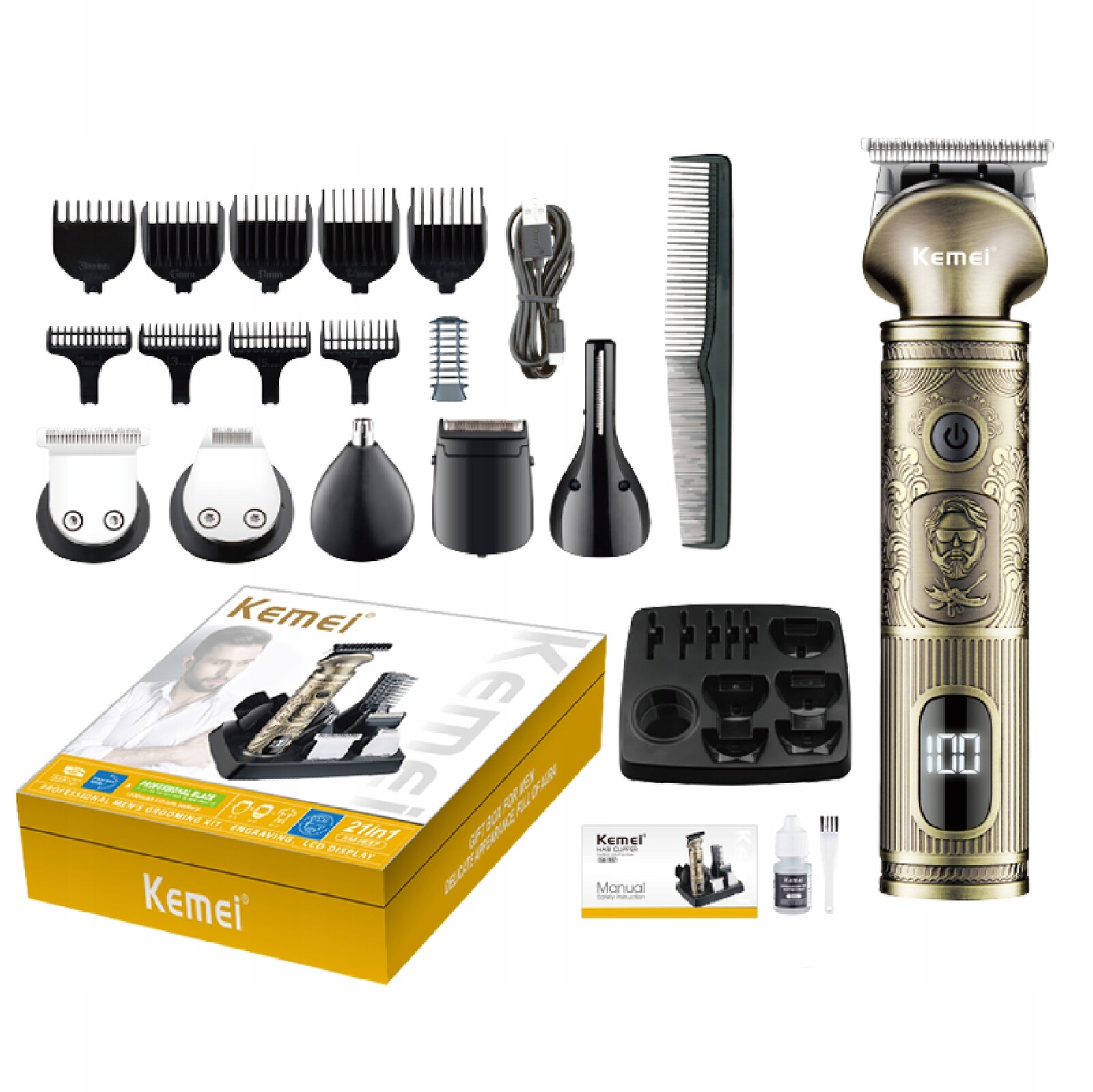 Holicí Strojek Na Vlasy Nosu Uší Obočí Zastřihovač Vousů 7V1 Profesional