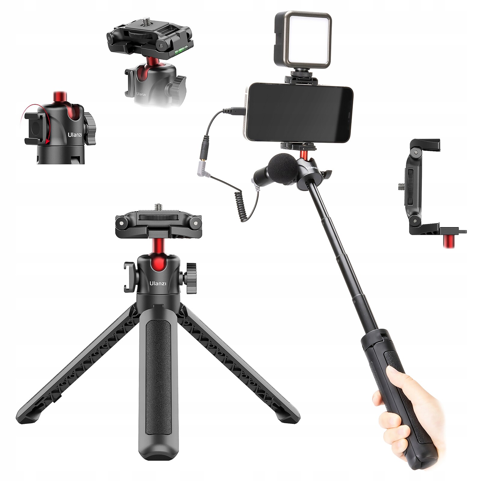 Stativ Foto Selfie-Stick Ulanzi MT-41 pro fotoaparát, telefon, Led lampa, mikrofon