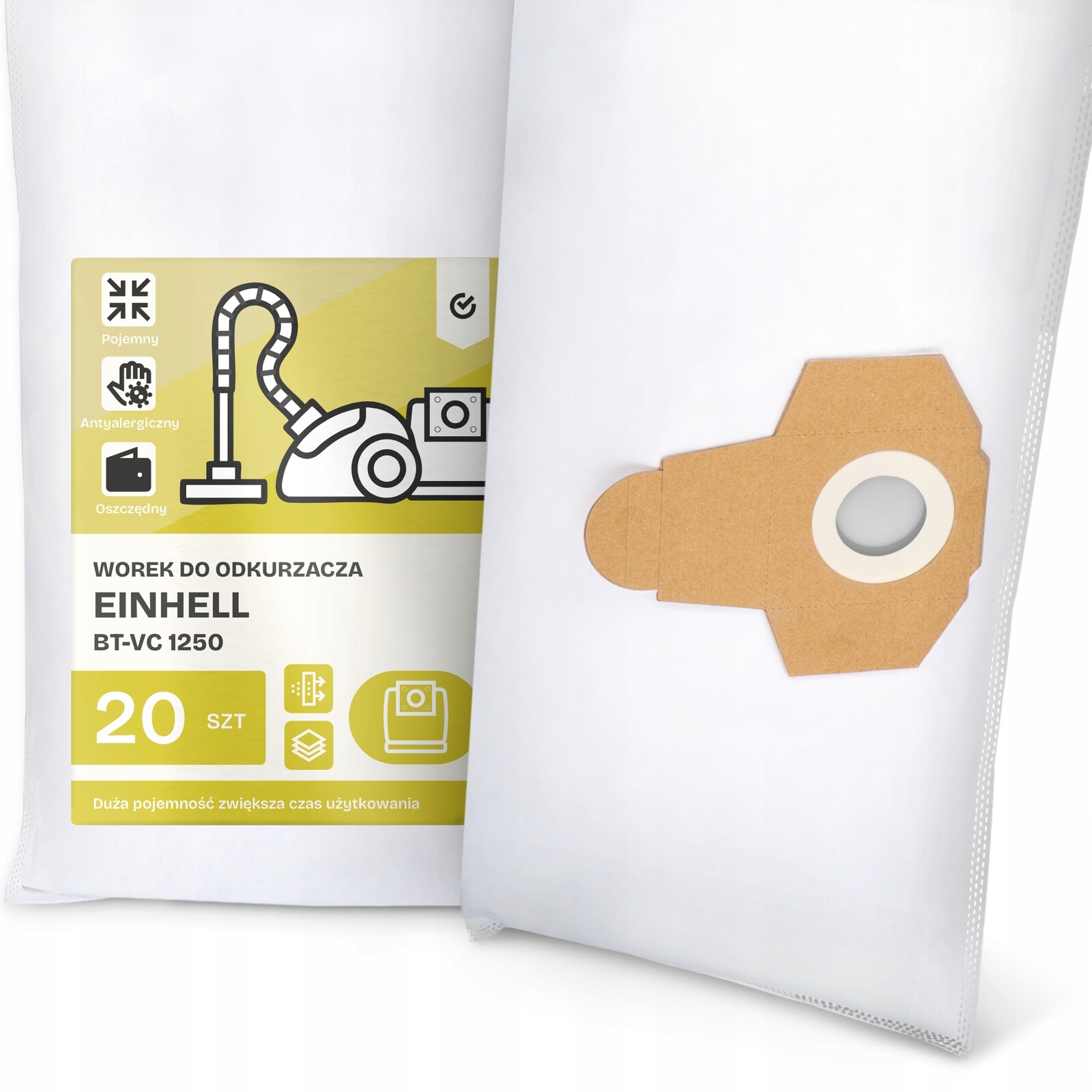 20 x Sáček do Vysavače Einhell Bt-vc 1250 Syntetický Textilní Velký G9