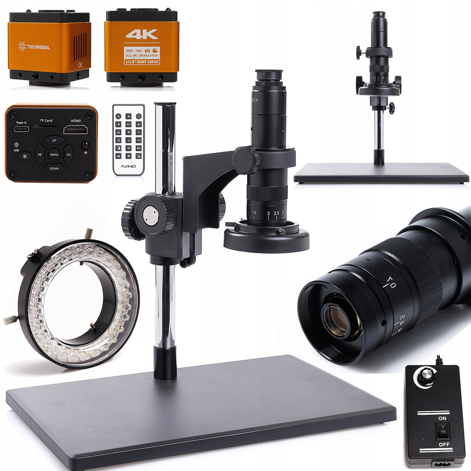 Digitální Mikroskop Pro Pájení Elektroniky 7-45x Techrebal 10A 4K kamera
