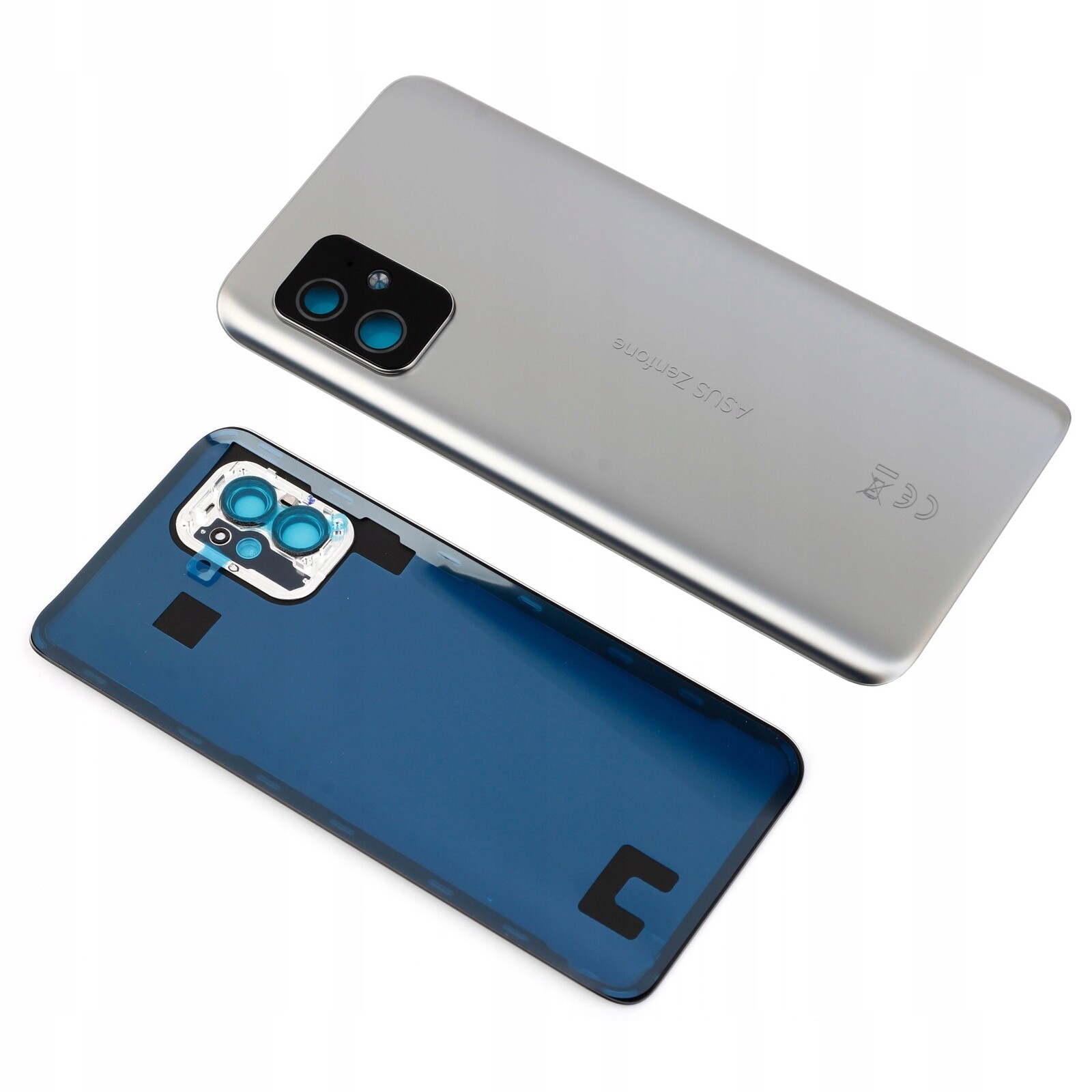 Kryt baterie zadního panelu s očkem pro Asus Zenfone 8, stříbrný