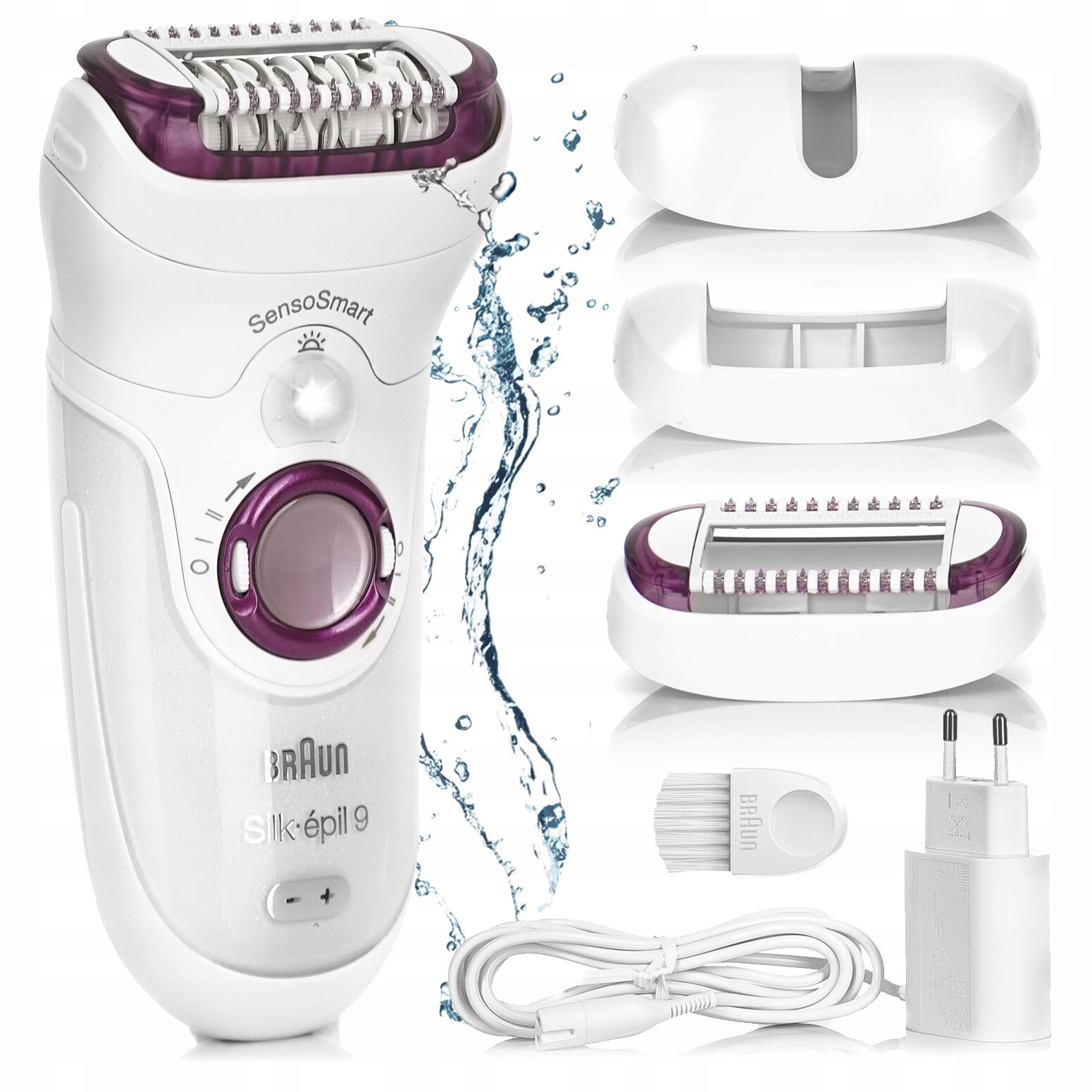 Vodotěsný Depilátor Braun Silk-epil 9 SensoSmart Wet&dry 3 Nástavce Pl