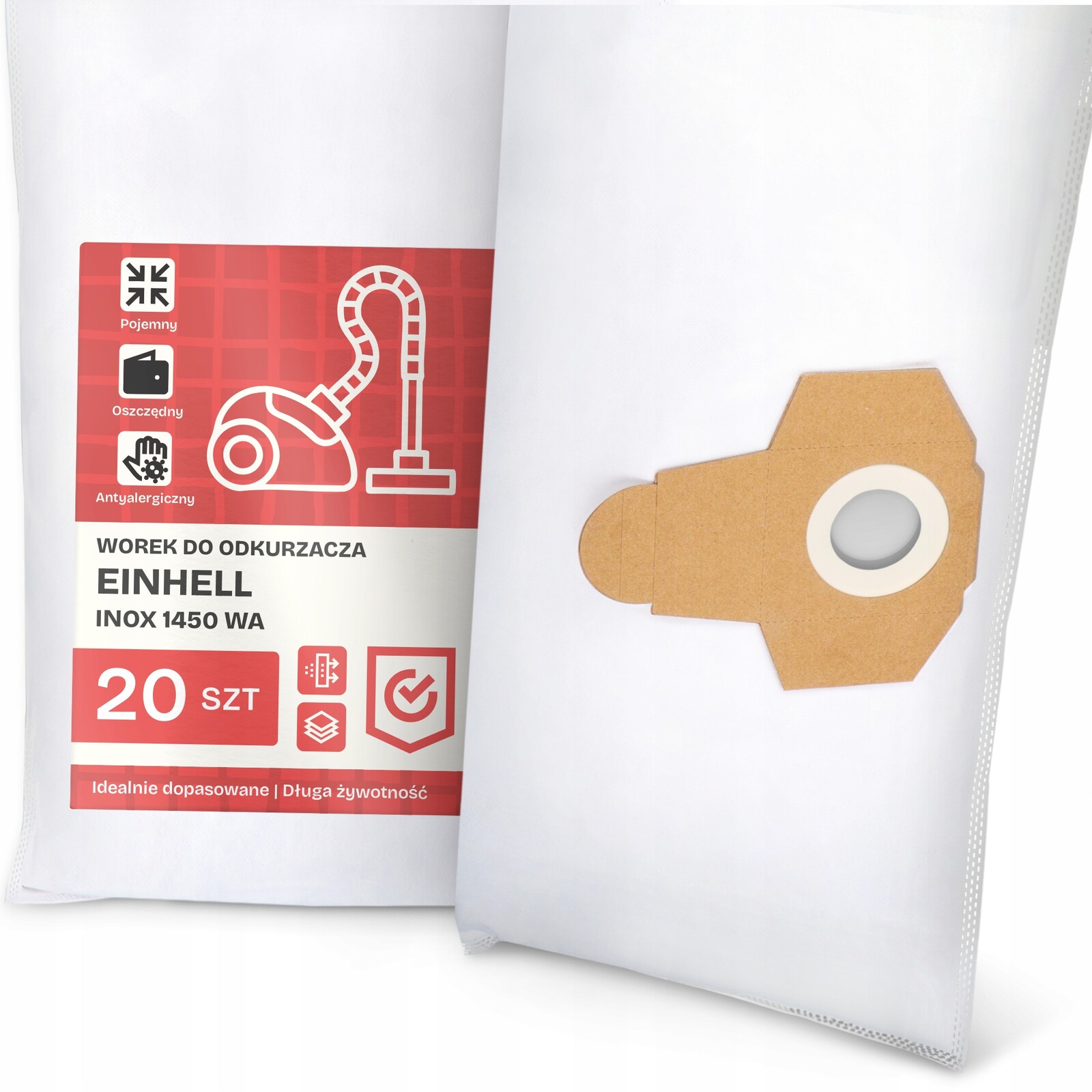 20 x Sáček do Vysavače Einhell Inox 1450 Wa Syntetický Textilní Velký G9