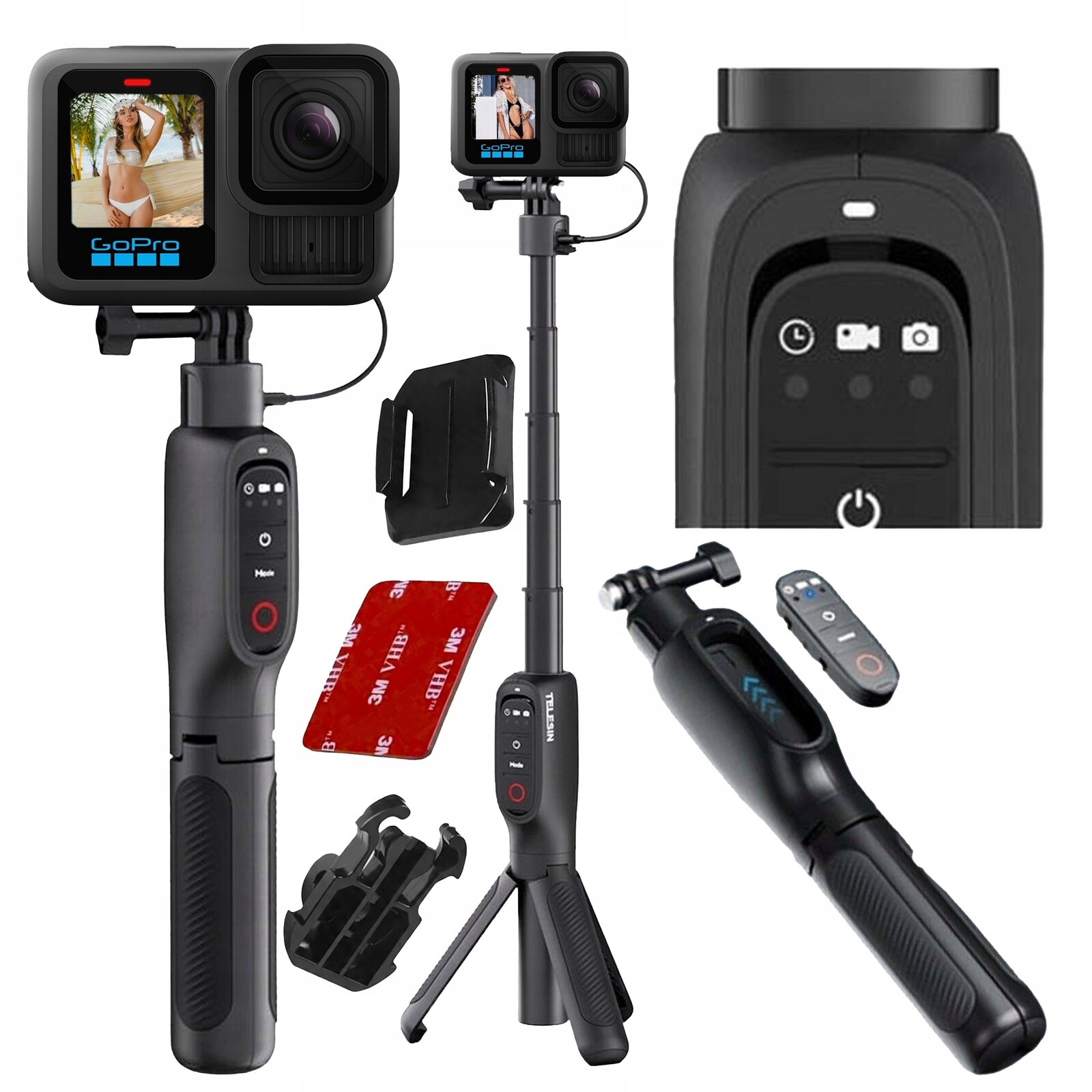 Příslušenství pro GoPro 13 12 11 10 Stativová tyč na tyč Monopod Selfie Stick 45 cm