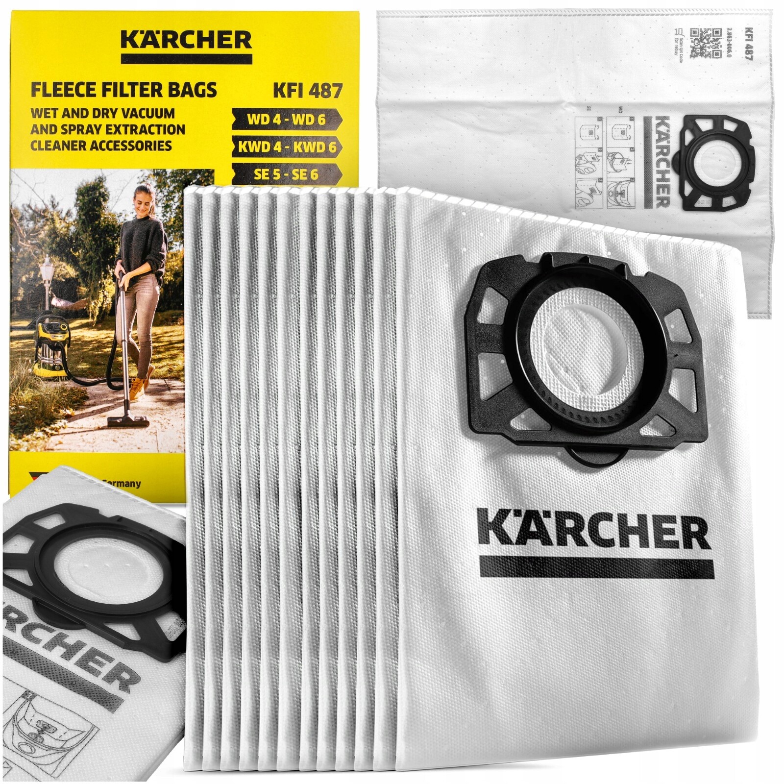 Sáčky Karcher 2.863-006.0 12 Kusů Do Vysavače WD4 WD5 WD6 MV4 MV6 KFI487