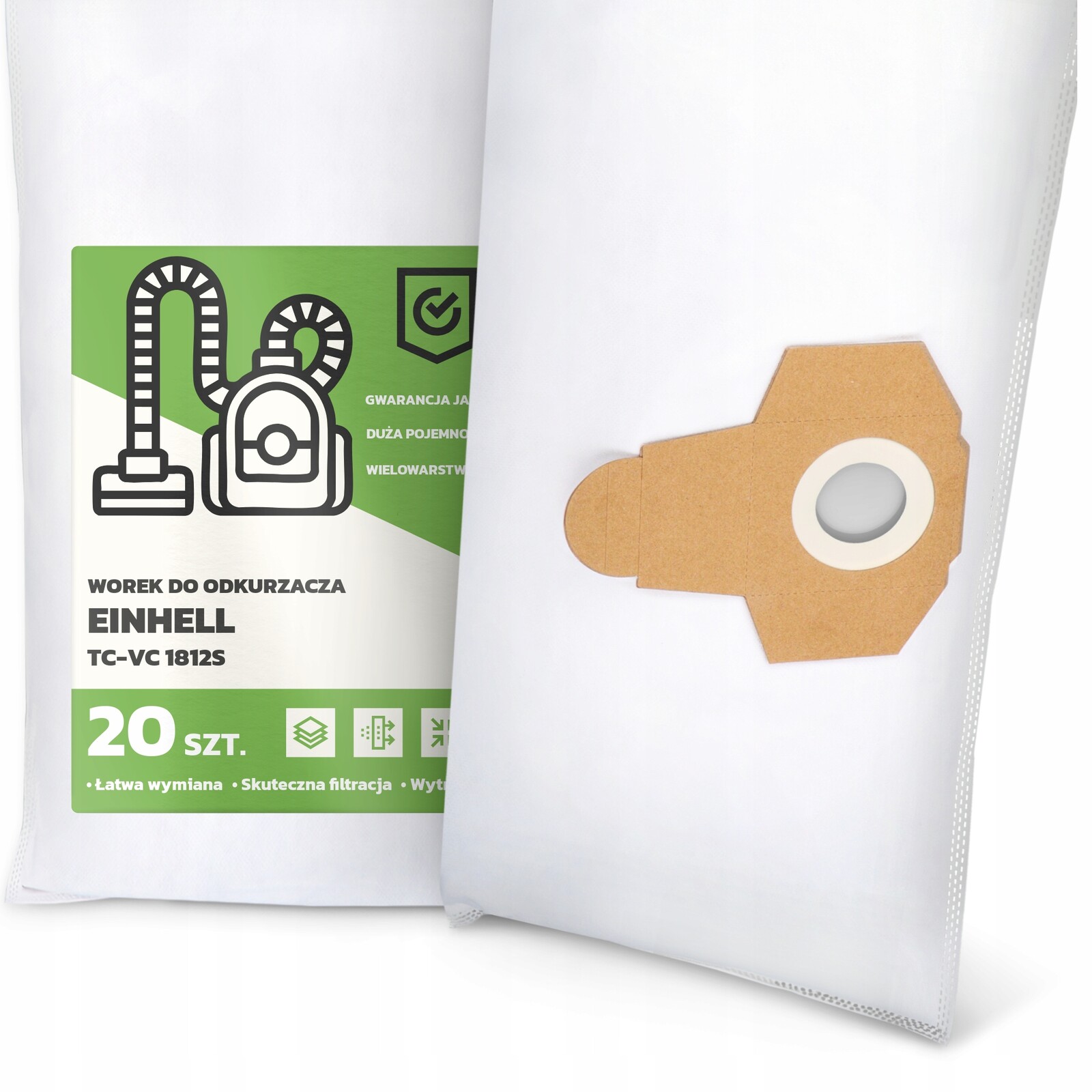 20 x Sáček do Vysavače Einhell Tc-vc 1812S Syntetický Textilní Velký G9