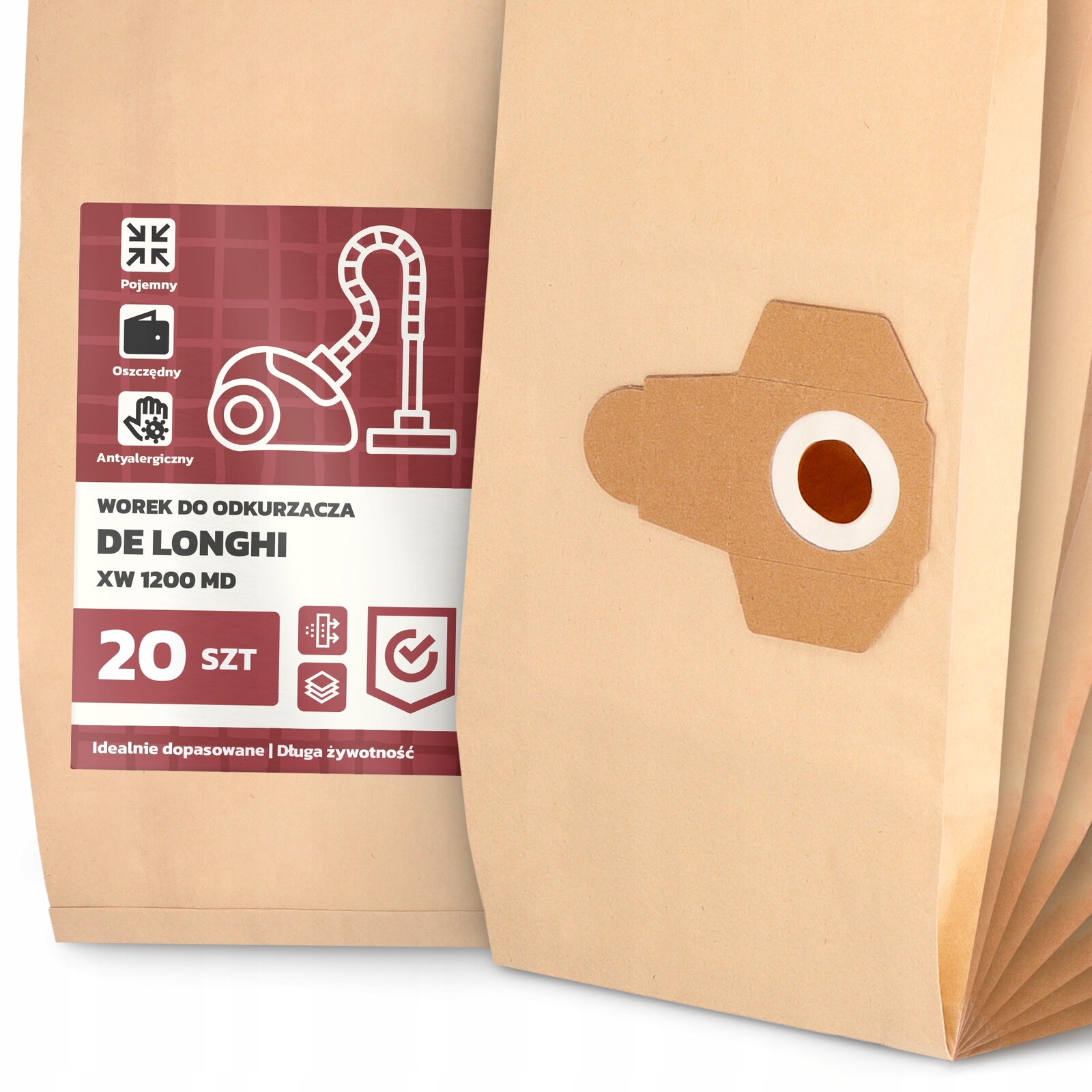 20 x Sáček Do Vysavače Longhi Xw 1200 MD Papírový Velký Silný Sáčky 2A