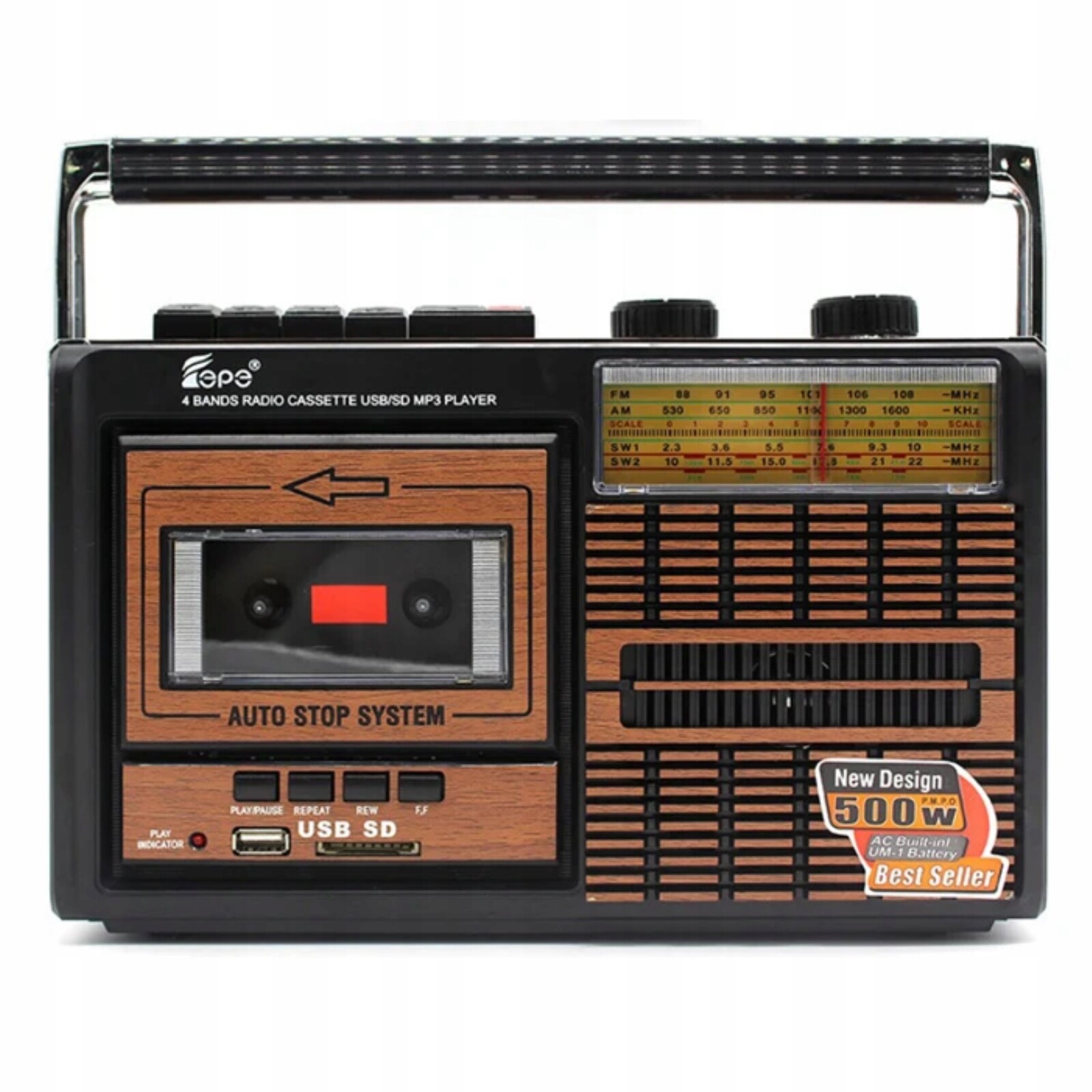 Retro rádio magnetofon Bluetooth Usb Sd Am Fm Sw síťové bateriové nahrávání