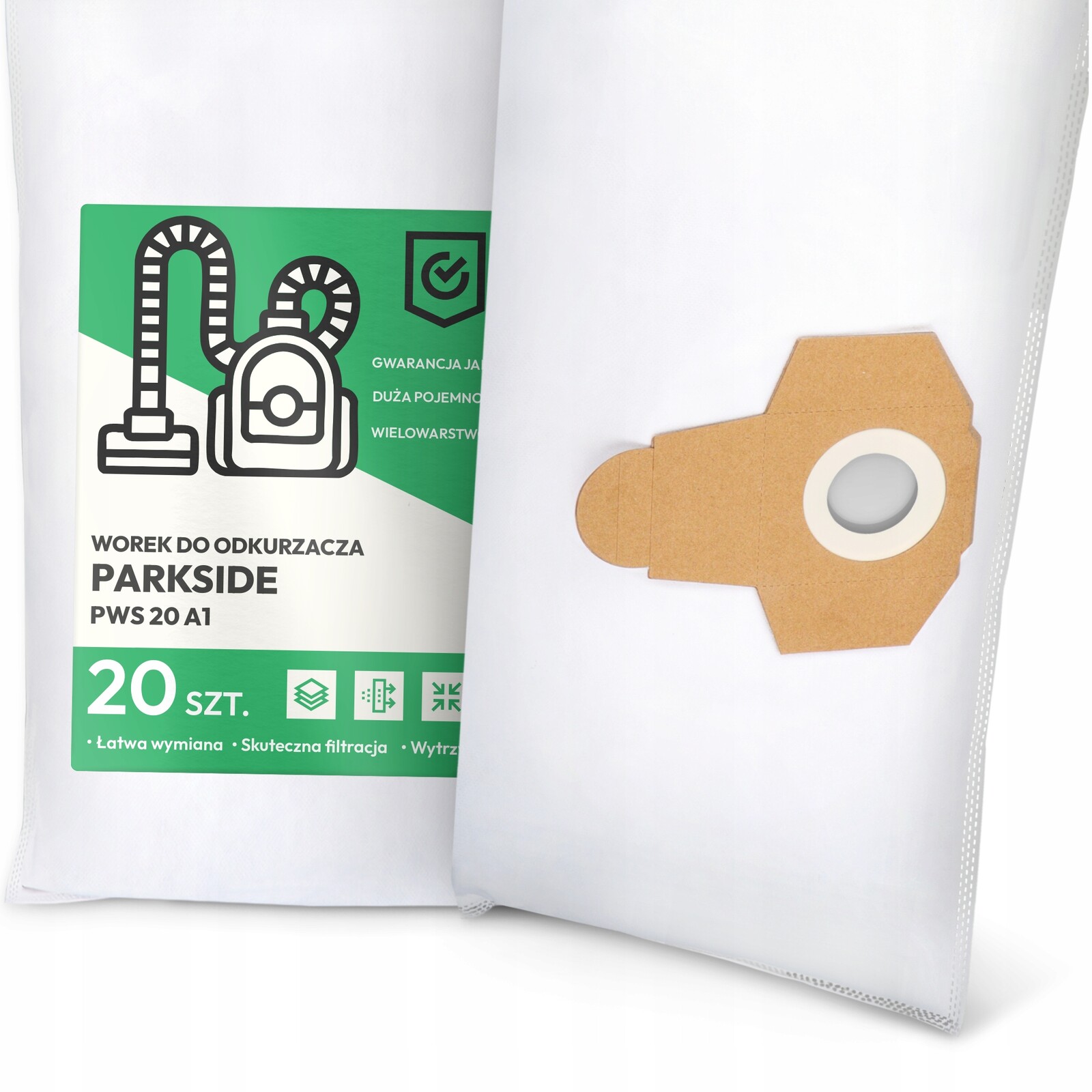 20 x Sáček do Vysavače Parkside Pws 20 A1 Syntetický Textilní Velký G9