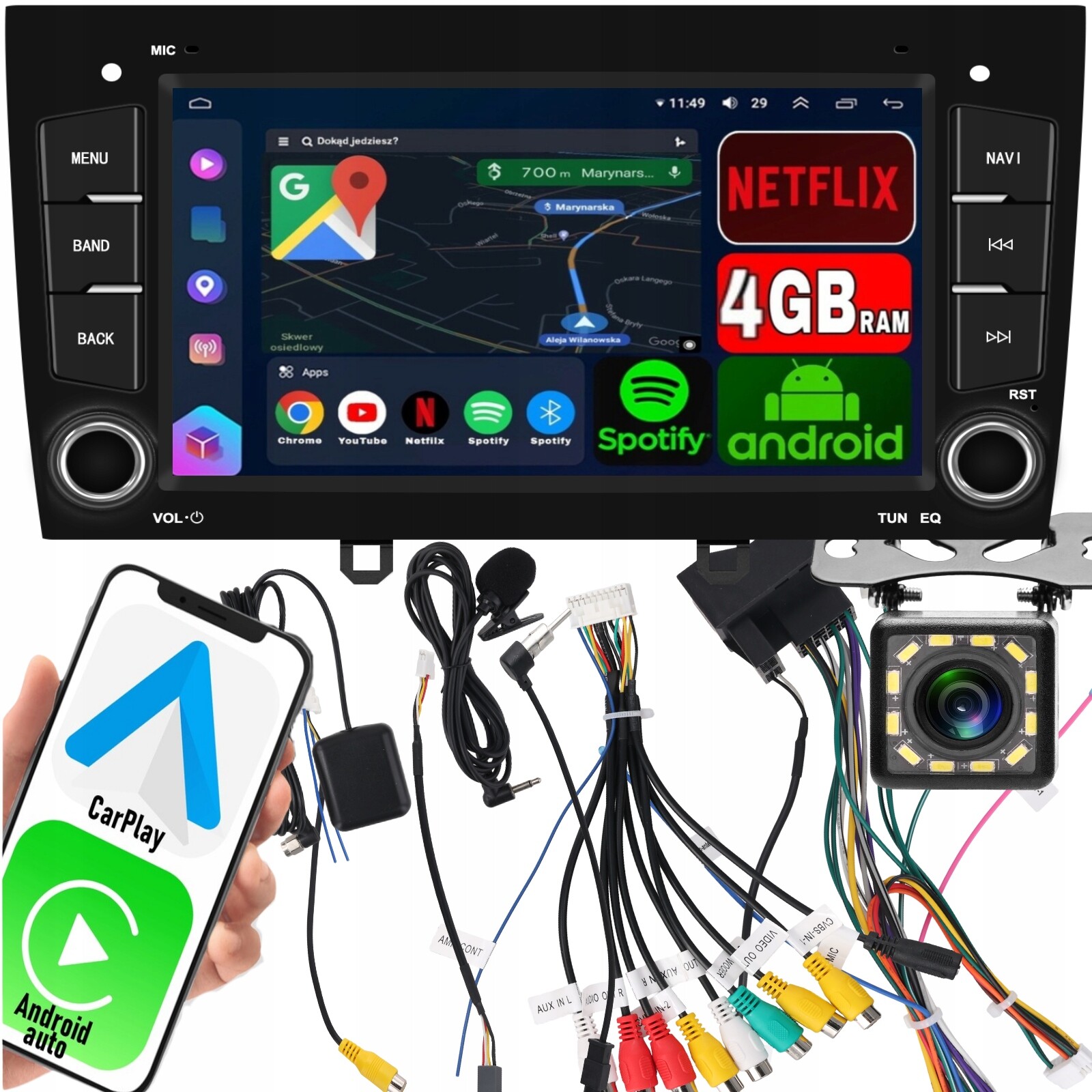 Rádio pro Peugeot 408 2010-2024 CarPlay WiFi Android 15 Gps Fm 4GB Ram