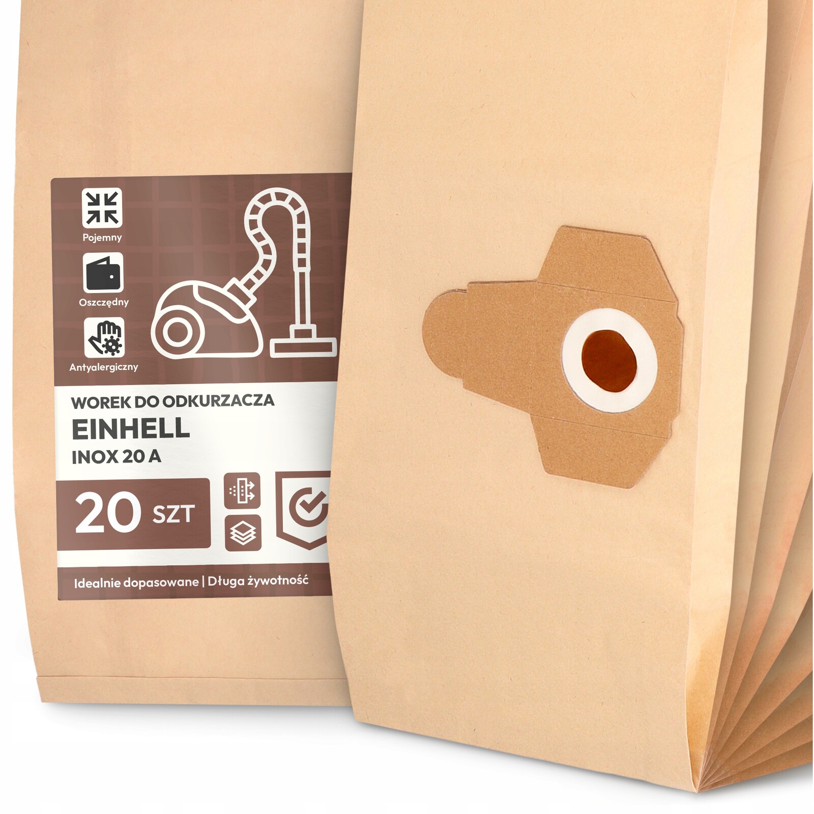 20 x Sáček Do Vysavače Einhell Inox 20 A Papírový Velký Silný Sáčky 2A