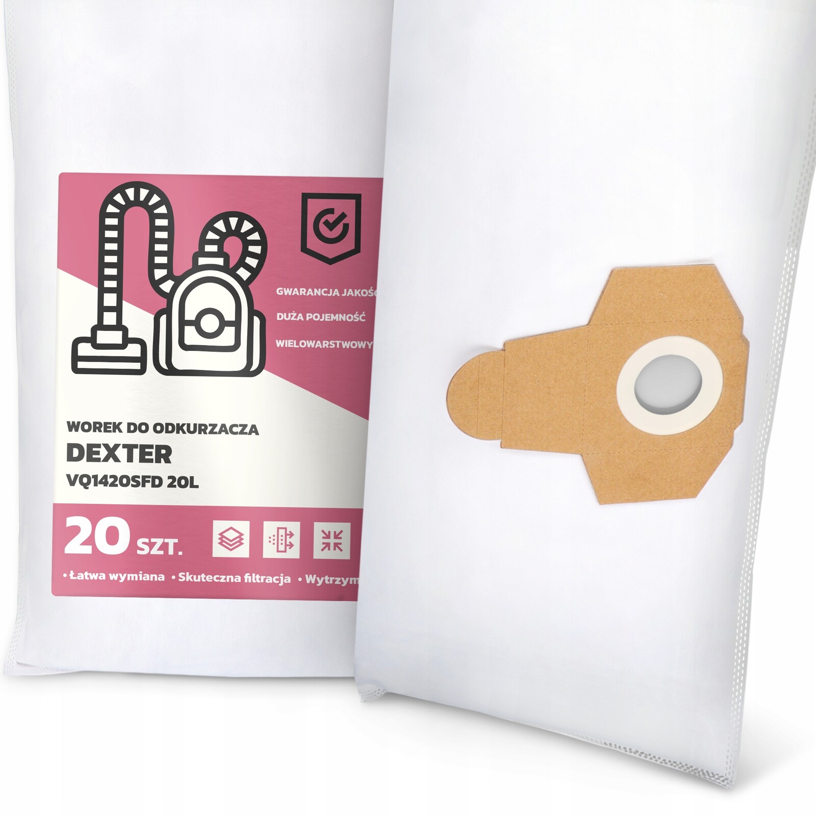 20x Sáček Do Vysavače Dexter VQ1420SFD 20L Syntetický Textilní Velký G9