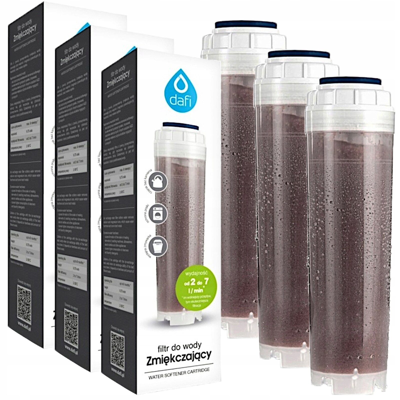 Průtokový filtr Dafi Změkčovací pro tvrdou vodu Pryskyřičná Vložka 3ks