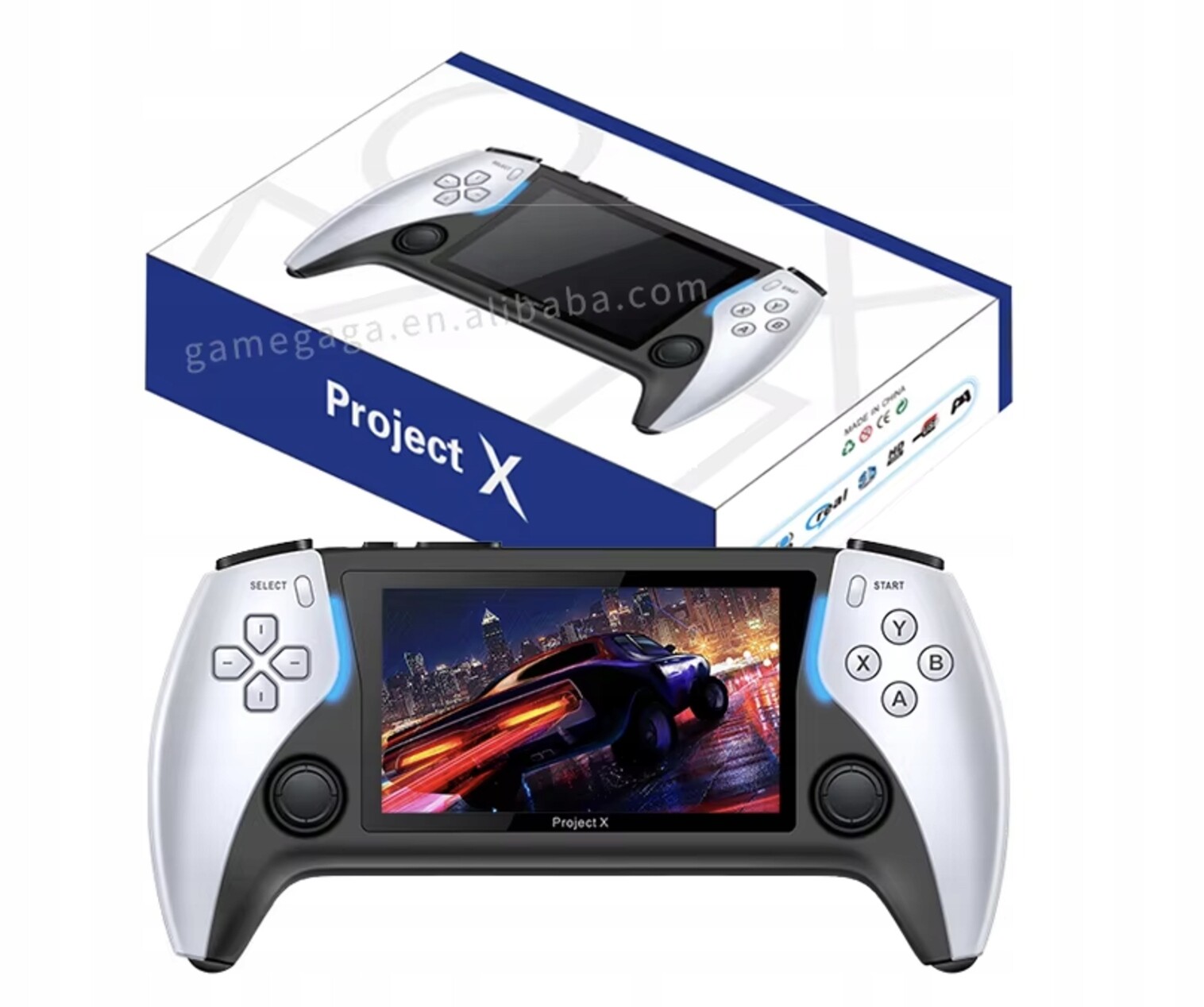 Přenosná herní konzole Project X 4,3 palců Hd podporuje 100000 retro her