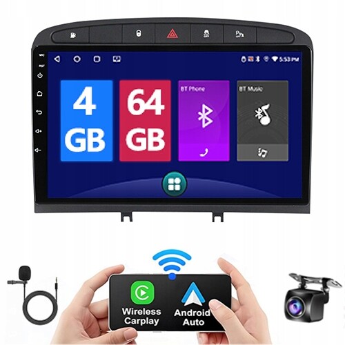 Gps Navigace Rádio Peugeot 308 408 Rok Android Auto Carplay 2GB 64GB