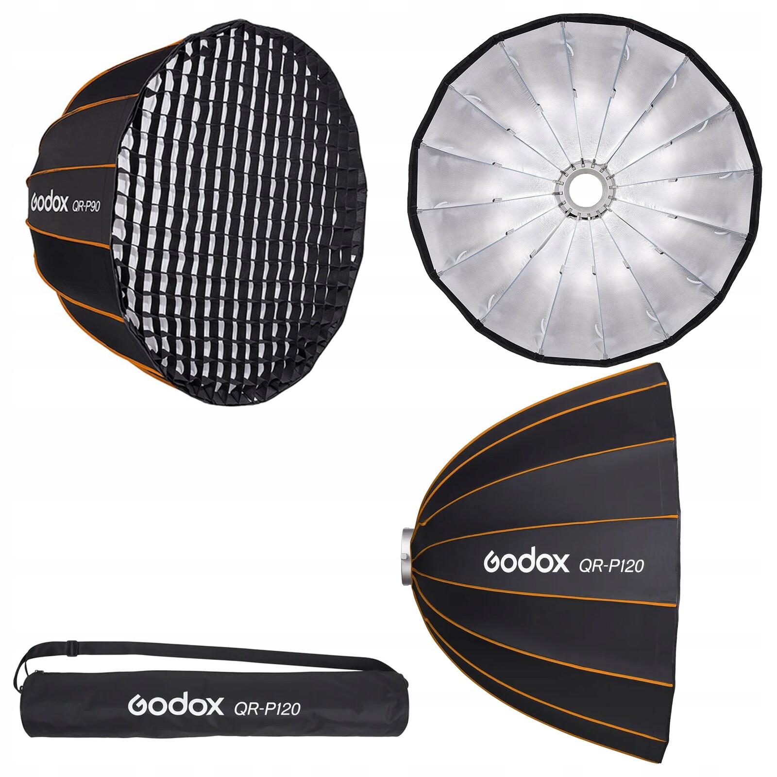 Parabolický oktagonální softbox Godox QR-P120 Rychlá montáž grid