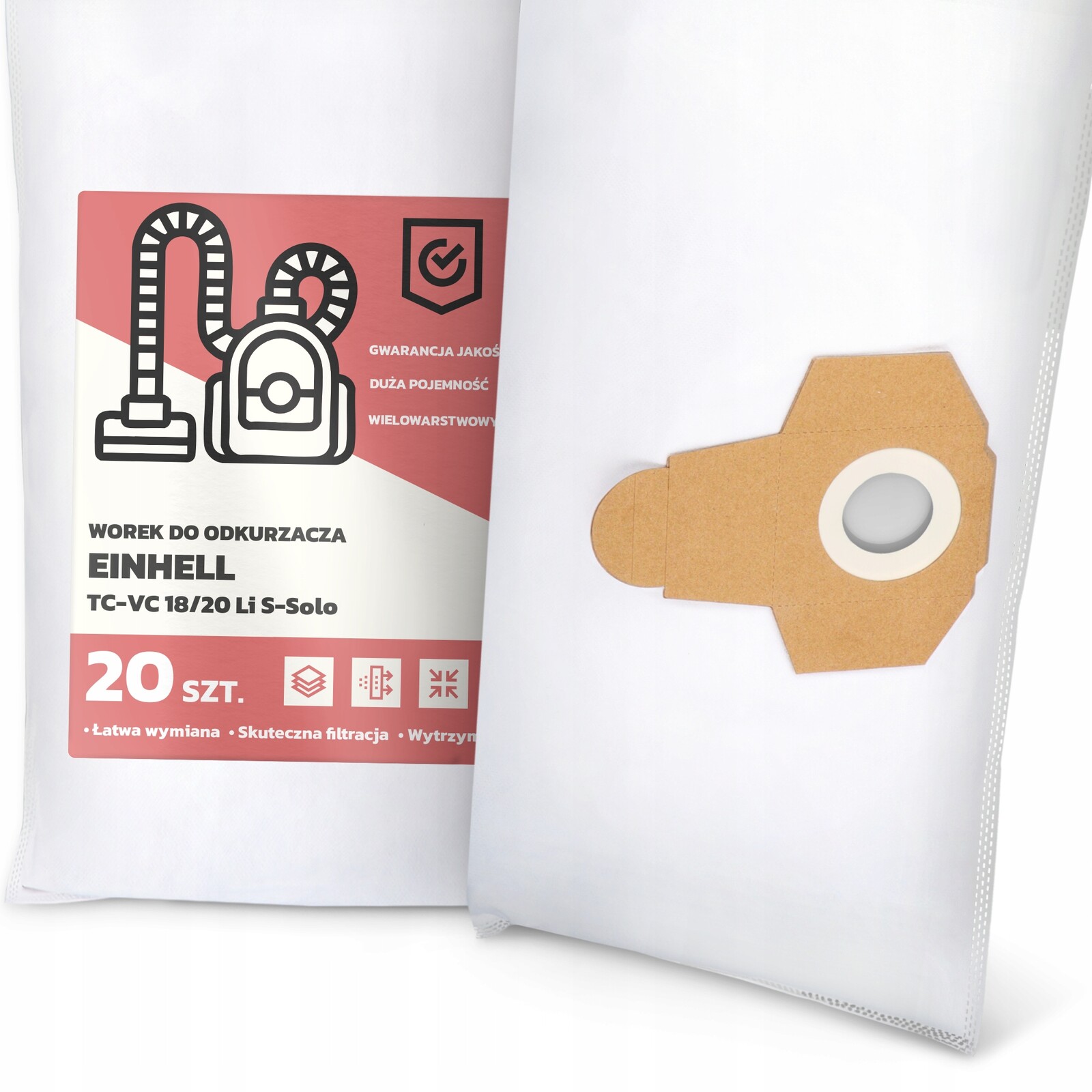 20 x Sáček do Vysavače Einhell Tc-vc 18/20 Li S-Solo Syntetický G9