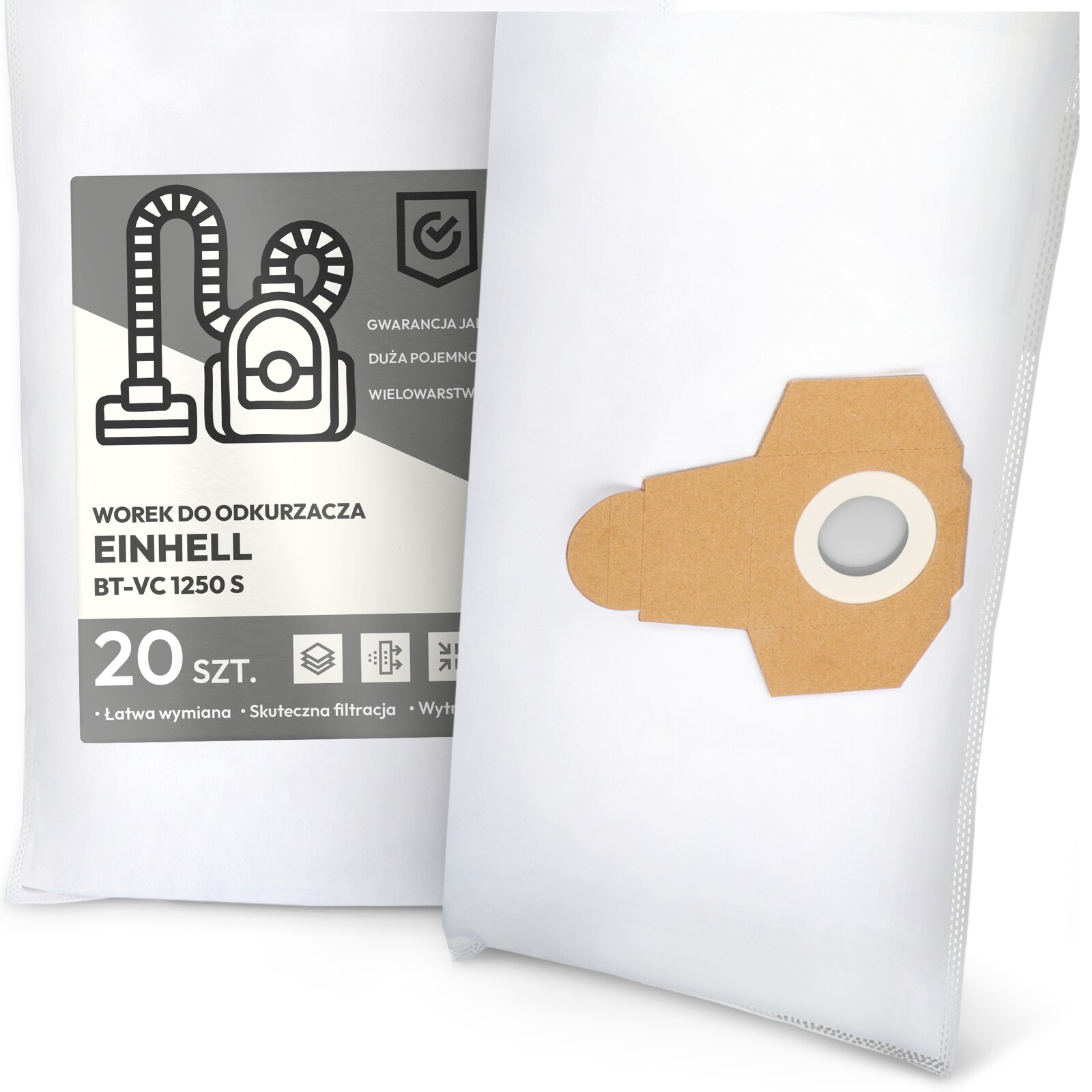 20 x Sáček do Vysavače Einhell Bt-vc 1250 S Syntetický Textilní Velký G9