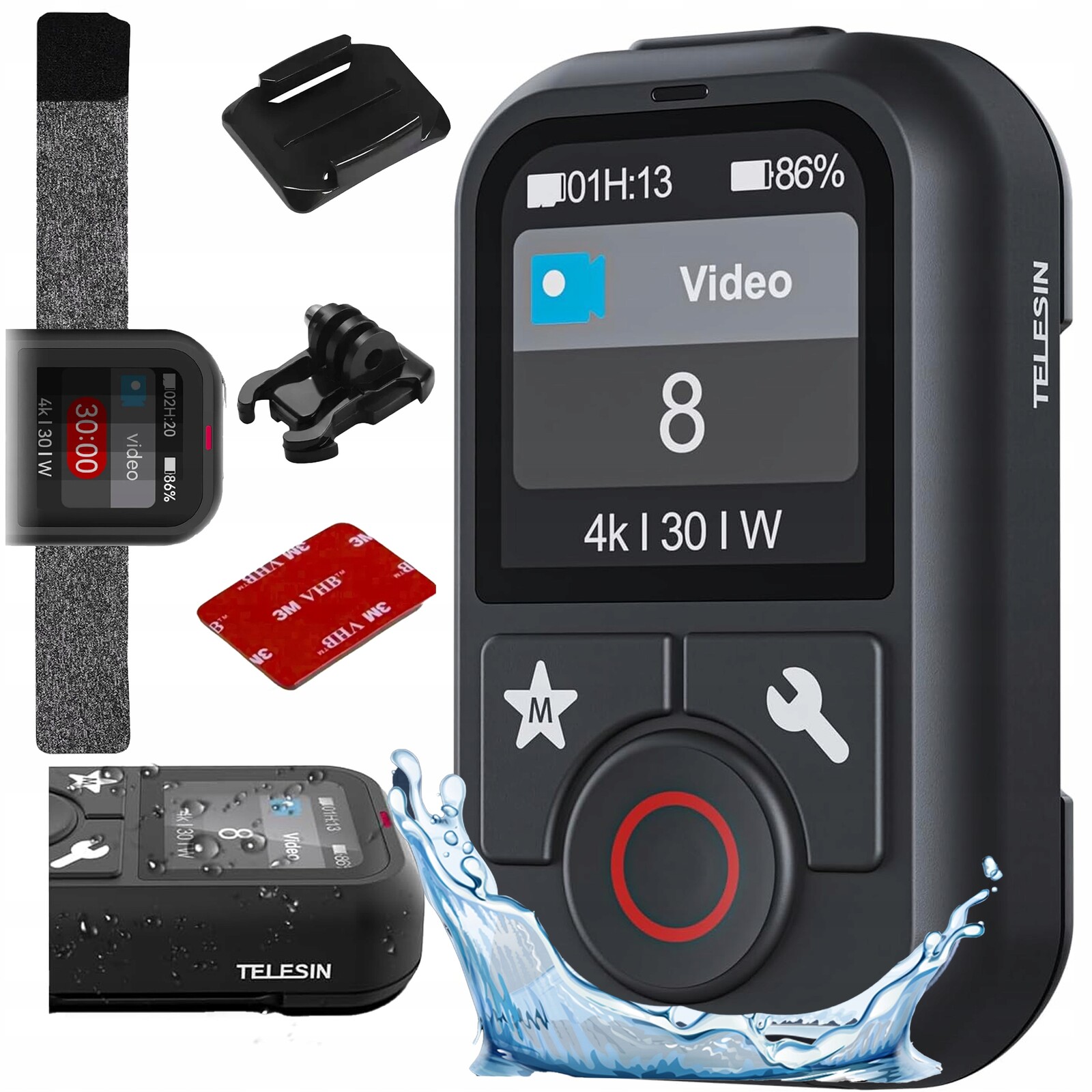 Příslušenství pro GoPro 8 9 10 11 12 13 Max Bezdrátový dálkový ovladač J-hook páska