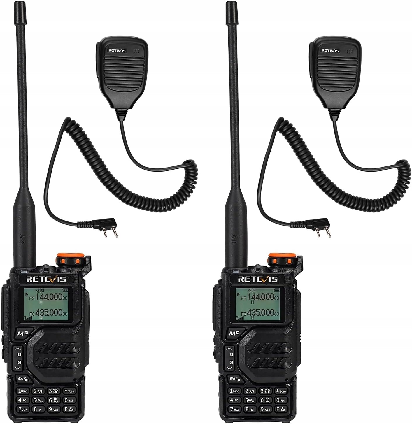 Retevis RA79 Walkie Talkie s reproduktorovým mikrofonem a dvoupásmovým rádiem