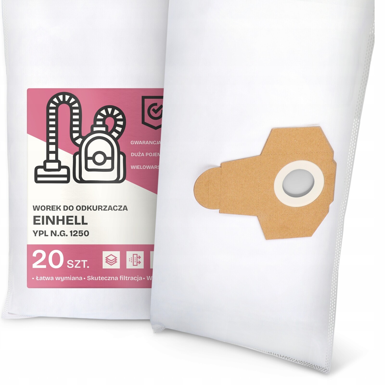 20 x Sáček do Vysavače Einhell Ypl N.g. 1250 Syntetický Textilní Velký G9